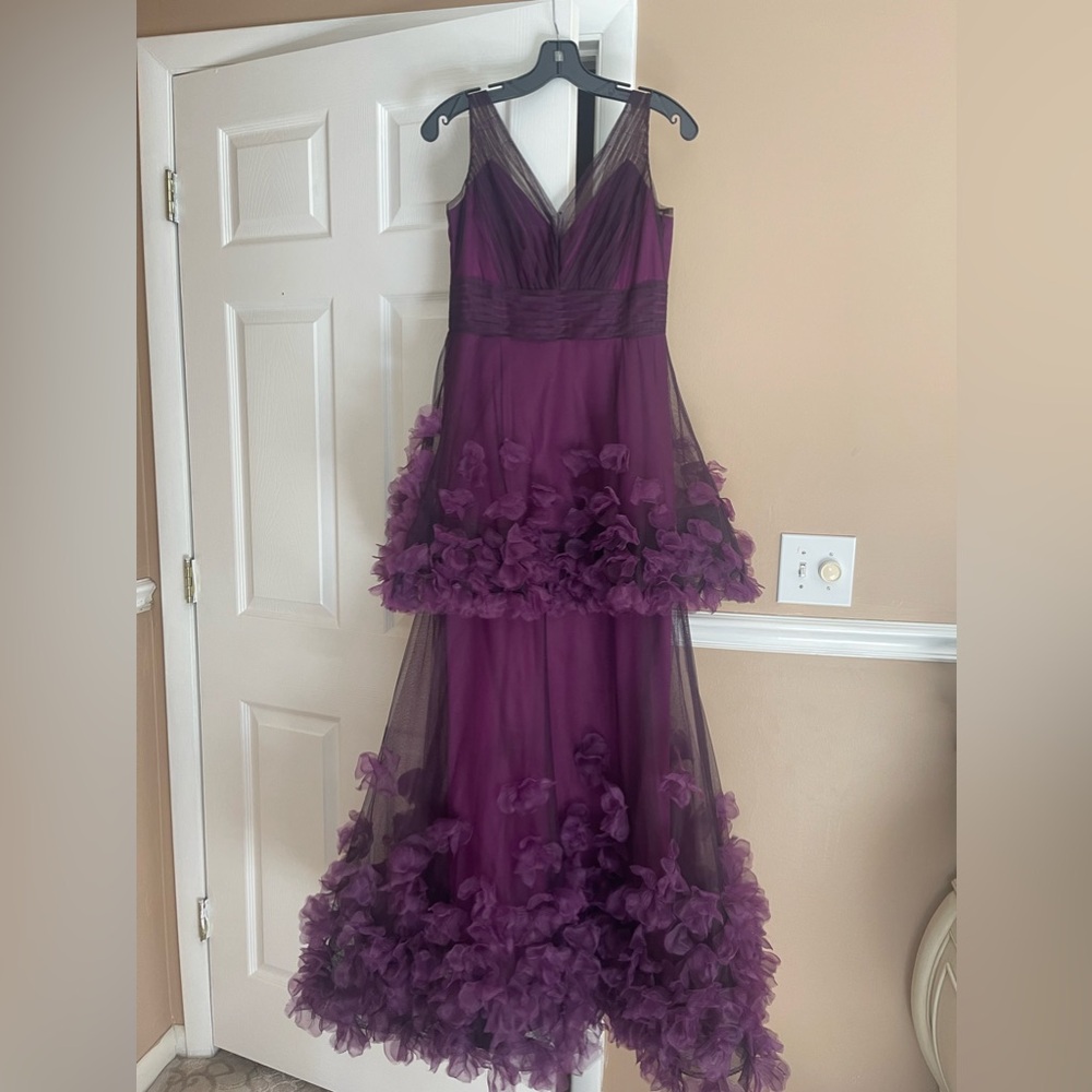 Marchesa Notte tiered floral gown